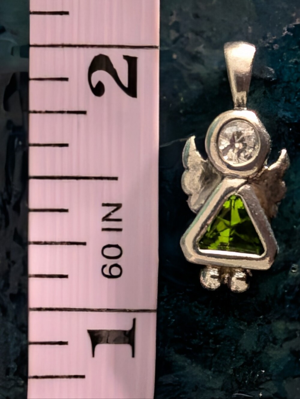Sterling Silver Green Peridot CZ Angel Charm Or Pendant August Birthstone - Picture 7 of 7